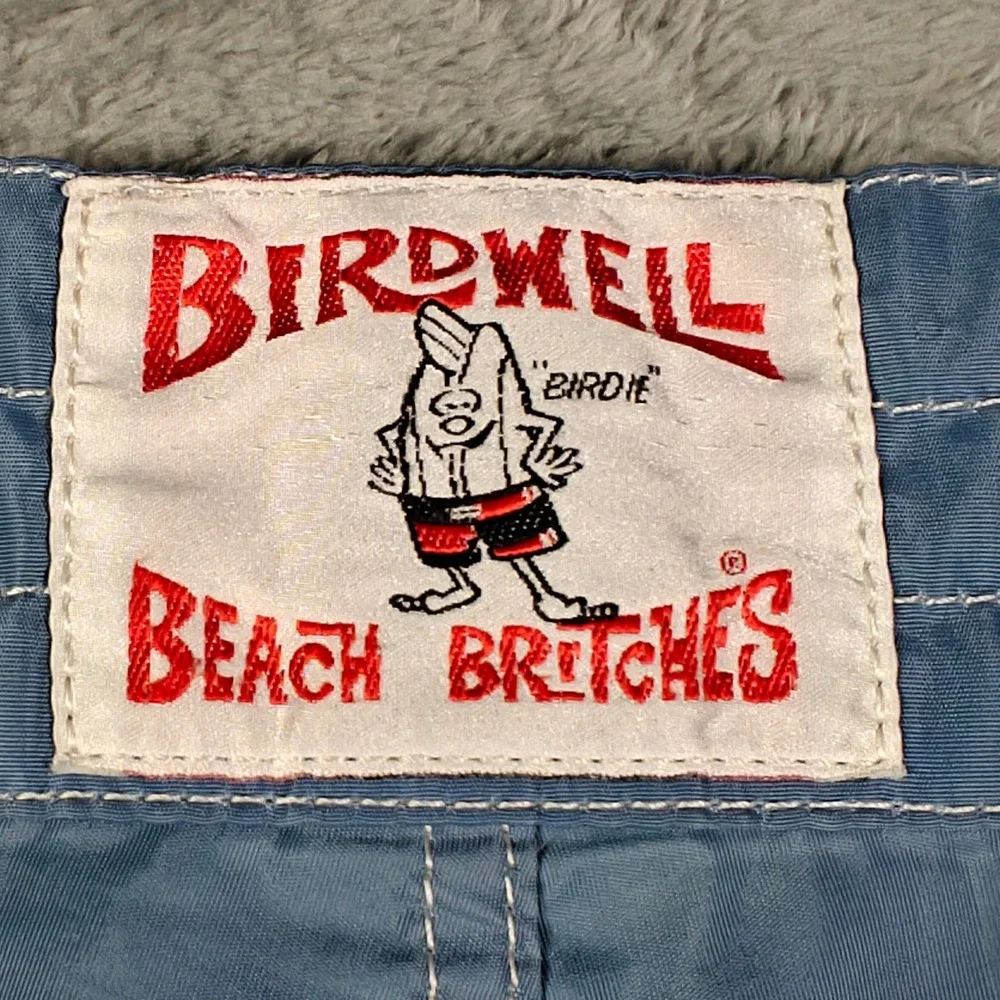 Vintage 90s USA Birdwell Beach Britches Board Shorts Mens 34 Fits 36 Blue Nylon